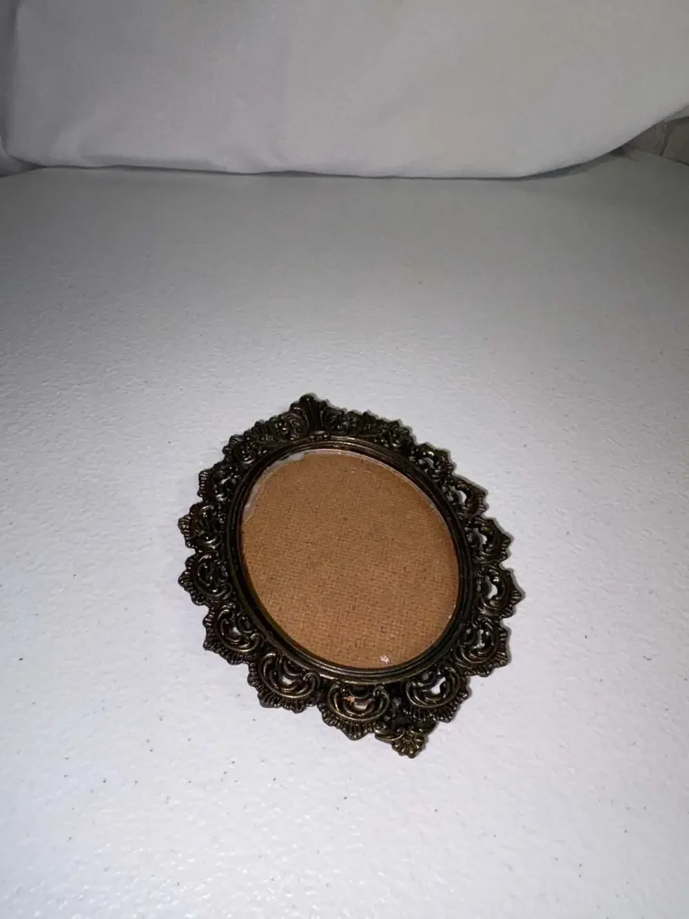 Vintage Italian Ornate Brass Filigree Oval Picture Frame